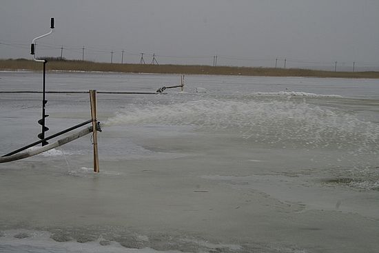 Аэрация озера против замора рыбы. Фото ИА "АИС"